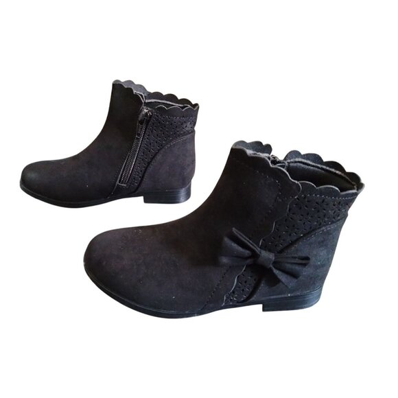 Lselom Girls Ankle Boots Kids Ankle Booties Bow Side Zipper Shoes Black Size 11 - Picture 6 of 11